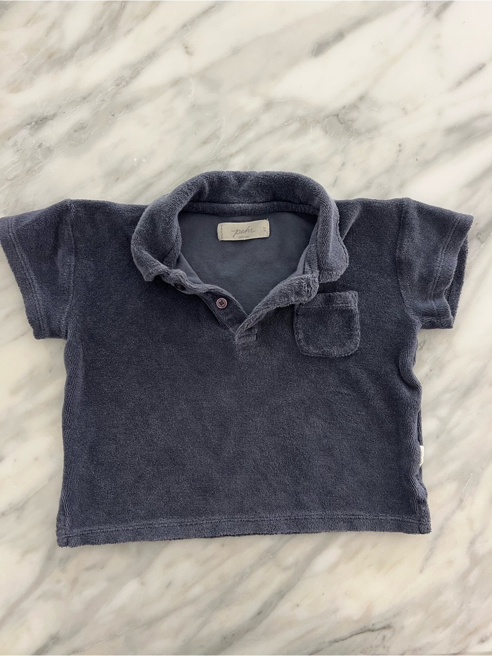 Pehr Toddler Terry Polo Shirt in Dark Blue  2T